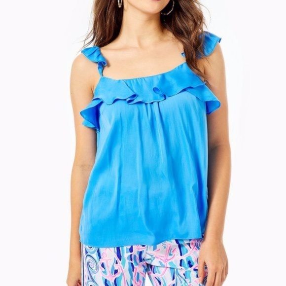 Lilly Pulitzer Cailee Top Blue Thistle - Picture 2 of 3